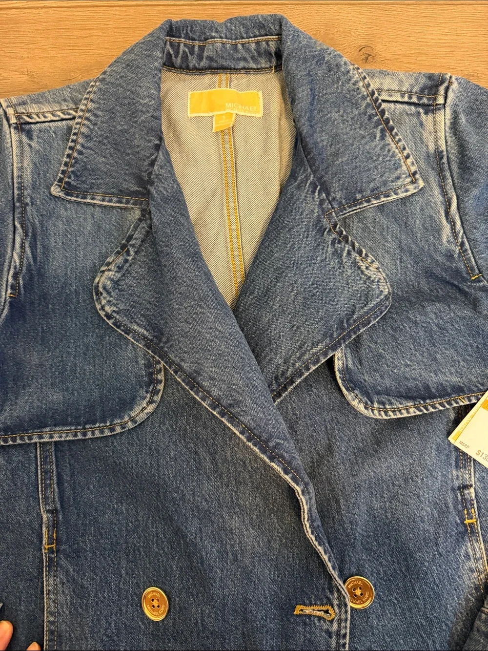 Michael Kors Double-Breasted Denim Jacket - Blue